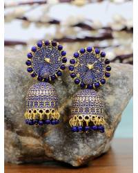 Buy Online Royal Bling Earring Jewelry Traditional Green Floral Golden Jhumki Earrings RAE1685 Jewellery RAE1685