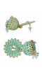 Gold-Plated Crown Peacock Light- Green Earrings RAE2093