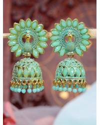 Buy Online Crunchy Fashion Earring Jewelry Oxidized Gold green Crystal Jhumka Earrings Jhumki RAE0334