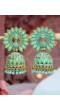Gold-Plated Crown Peacock Light- Green Earrings RAE2093