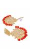 Crunchy Fashion Ethnic Gold Plated  Kundan Work Red Pearl Dangler Earrings RAE2100