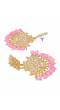Crunchy Fashion Ethnic Gold Plated  Kundan Work Pink Pearl Dangler Earrings RAE2101