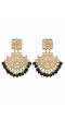 Crunchy Fashion Ethnic Gold Plated  Kundan Black Pearl Dangler Earrings RAE2102
