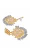 Crunchy Fashion Ethnic Gold Plated  Kundan Work Grey Pearl Dangler Earrings RAE2105