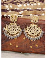 Buy Online Crunchy Fashion Earring Jewelry Gold-plated Blue Meenakari Floral Jhumka Earrings With White Pearls RAE1398 Jewellery RAE1398