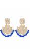 Crunchy Fashion Ethnic Gold Plated  Kundan Royal Blue Pearl Dangler Earrings RAE2106