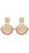 Crunchy Fashion Ethnic Gold Plated  Kundan Peach Pearl Dangler Earrings RAE2108