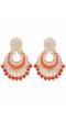 Crunchy Fashion Red Gold Plated  Pearl Studded Meenakari Chandbali Earrings RAE2110