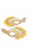 Crunchy Fashion Yellow Gold Plated  Pearl Studded Meenakari Chandbali Earrings RAE2113