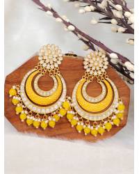 Buy Online Royal Bling Earring Jewelry Gold-Plated Green Kundan Heavy Earrings With Pearls RAE0854 Jewellery RAE0854