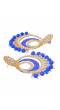 Crunchy Fashion Blue Gold Plated  Pearl Studded Meenakari Chandbali Earrings RAE2116