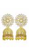Crunchy Fashion Gold-Plated Kundan Yellow  Floral  Earring Set RAE2123