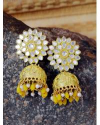 Buy Online Royal Bling Earring Jewelry Crunchy Fashion Clustered Beads & Meenakari Yellow Embellished Jhumki Earring RAE13199 Earrings RAE2199