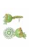 Crunchy Fashion Gold-Plated Kundan Light -Green Floral  Earring Set RAE2124
