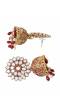 Crunchy Fashion Gold-Plated Kundan Maroon Floral  Earring Set RAE2126
