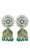 Crunchy Fashion Gold-Plated Kundan Green Floral  Earring Set RAE2127