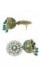 Crunchy Fashion Gold-Plated Kundan Green Floral  Earring Set RAE2127