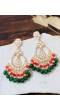 Crunchy Fashion Kundan/Pearl Red & Green Ethnic Chandbali Earring RAE2140