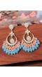 Crunchy Fashion Kundan/Pearl Pink & Blue Ethnic Chandbali Earring RAE2141
