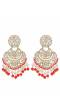 Crunchy Fashion Kundan Polki/Pearl Red Dangler Earrings RAE2143