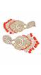 Crunchy Fashion Kundan Polki/Pearl Red Dangler Earrings RAE2143