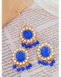 Buy Online Royal Bling Earring Jewelry Traditional Gold-plated Sea Blue Color Beads Worked Designer Choker Necklace Set With Earrings RAS0304 Jewellery RAS0304