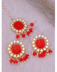 Buy Online Royal Bling Earring Jewelry Meenakari Gold Plated Kundan Maroon Jhumka Earrings With Pearls RAE1024 Jewellery RAE1024