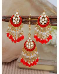 Buy Online Royal Bling Earring Jewelry Crunchy Fashion Traditional Gold-Plated Polki  Enamelled Royal Red Kundan Bridal Jewellery Sets RAS0510 Jewellery Sets RAS0510