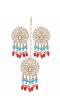 Crunchy Fashion Gold-Plated Pearls Multicolor  Ethnic Kundan Earring & Maang Tika Set RAE2161