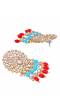 Crunchy Fashion Gold-Plated Pearls Multicolor  Ethnic Kundan Earring & Maang Tika Set RAE2161