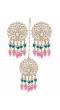 Crunchy Fashion Gold-Plated Pearls Pink & Green Ethnic Kundan Earring & Maang Tika Set 