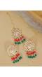 Crunchy Fashion Gold-Plated Pearls Red & Green Ethnic Kundan Earring & Maang Tika Set RAE2164