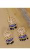Crunchy Fashion Gold-Plated Pearls Black & Blue Ethnic Kundan Earring & Maang Tika Set RAE2165