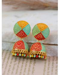 Buy Online Crunchy Fashion Earring Jewelry Traditional Gold Plated Green Kundan Earrings RAE0556  Jewellery RAE0556