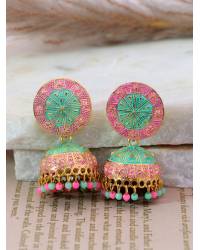 Buy Online Royal Bling Earring Jewelry Traditional Indian Gold Plated Maroon Temple Style Jhumka Earring RAE0974 Jewellery RAE0974