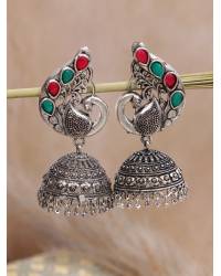 Buy Online Royal Bling Earring Jewelry Oxidised Silver  Enamel  White Pearl Pearls Jhumka Earrings RAE1949 Jewellery RAE1949