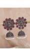 Crunchy Fashion  Oxidised Silver Indian Goddess Laxmi Design Temple Jhumki Earrings RAE2214