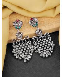 Buy Online Crunchy Fashion Earring Jewelry Oxidised Silver Square Long Necklace Set CFS0382  CFS0382