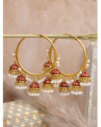 Buy Online Crunchy Fashion Earring Jewelry Boho White & Black Thread Wrapped Hoops Earring for Women/Girls Hoops & Baalis CFE1887