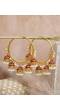 Maroon Enamel Gold-Plated Hoop Jhumka Earrings