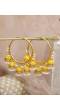 Yellow Enamel Gold-Plated Hoop Jhumka Earrings