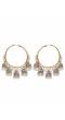 Grey Enamel Gold-Plated Hoop Jhumka Earrings