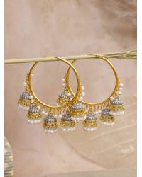 Buy Online Royal Bling Earring Jewelry Crunchy Fashion Ethnic Gold Plated Red Beads & Pearl Large Bali Hoop Jhumka/Jhumka Earrings RAE1960 Jewellery RAE1960