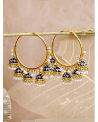 Buy Online Royal Bling Earring Jewelry Traditional  Ethnic Meenakari  Grey Jhumka Hoop Earring With Pearls RAE1352 Jewellery RAE1352