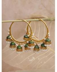 Buy Online Crunchy Fashion Earring Jewelry Crunchy Fashion Ethnic Gold Plated Yellow Beads & Pearl Large Bali Hoop Jhumka/Jhumka Earrings RAE1967 Hoops & Baalis RAE1967
