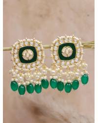 Buy Online Crunchy Fashion Earring Jewelry Traditional Kundan Work Red Chandbali Design  Heavy Manng Tika With White Pearl  CFTK0025 Jewellery CFTK0025