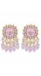 Crunchy Fashion Gold & Light Pink Kundan Square Pearl Drop Dangler Earrings RAE2231