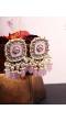 Crunchy Fashion Gold & Light Pink Kundan Square Pearl Drop Dangler Earrings RAE2231
