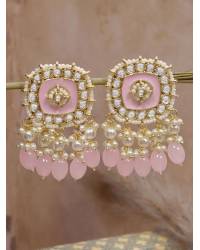 Buy Online Crunchy Fashion Earring Jewelry Traditional Gold Plated Floral Pink Earrings With Pearls RAE0944 Jewellery RAE0944