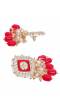 Crunchy Fashion Gold Tone Ethnic Kundan & Red Beads Dangler Earrings RAE2233